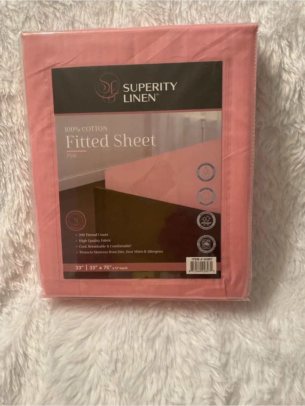 Pink Fitted Sheet - 100% Cotton